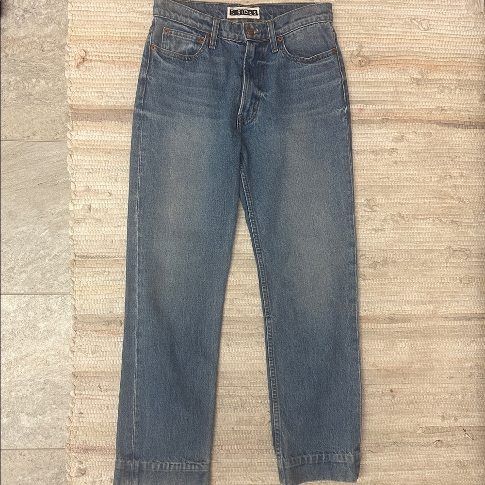 B Sides Straight Leg Mid Rise Jeans 27 Sustainable USA Reworked Denim Cotton